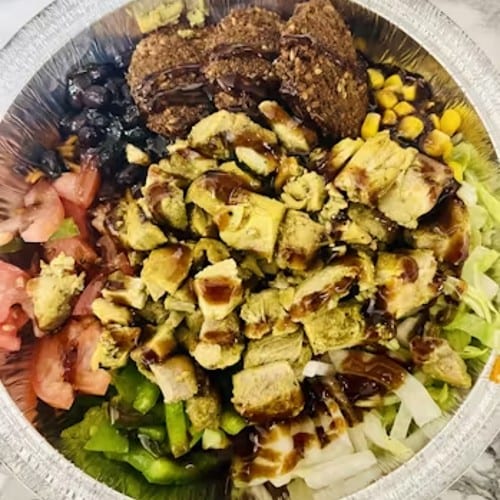Chicken & Falafel Rice Bowl.