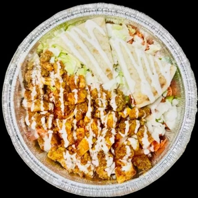 Spicy Chicken Over Rice.