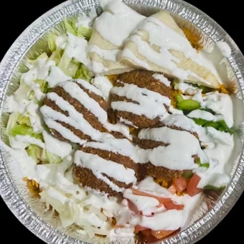 Falafel (4 Pieces) Over Rice.