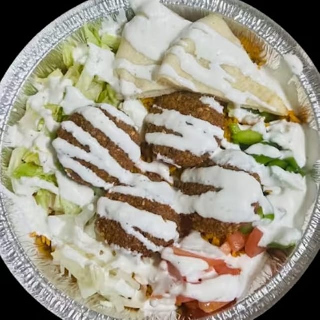Falafel (4 Pieces) Over Rice.