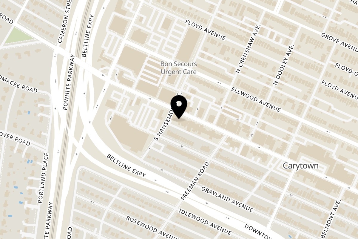 Map showing the location of Carytown Gyro on 3459 W Cary St in Richmond